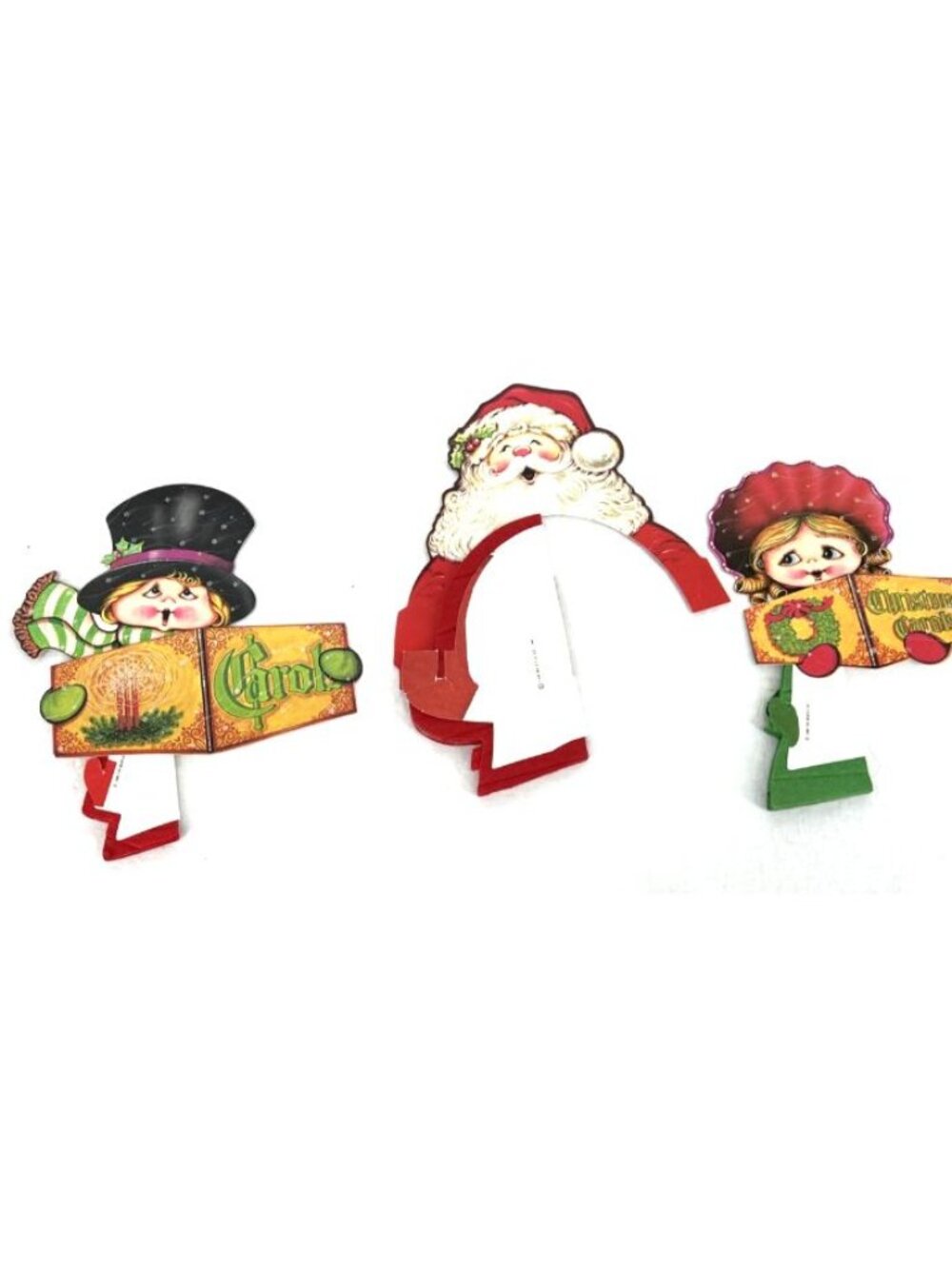 Beistle Honeycomb Carolers And Santa 1980s Lot of 3 Christmas Winter 10"